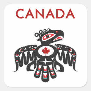 Canada Pacific Northwest Haida Bird Light-Color Square Sticker