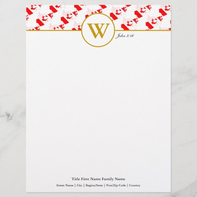 CANADA Personalised Celebration Wedding Custom Letterhead (Front)