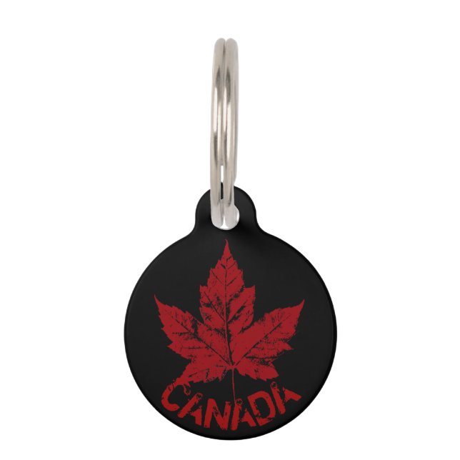 Canada Pet Tag Personalised Canada Maple Leaf Tag (Front)