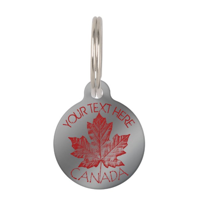 Canada Pet Tag Personalised Canada Maple Leaf Tag (Front)