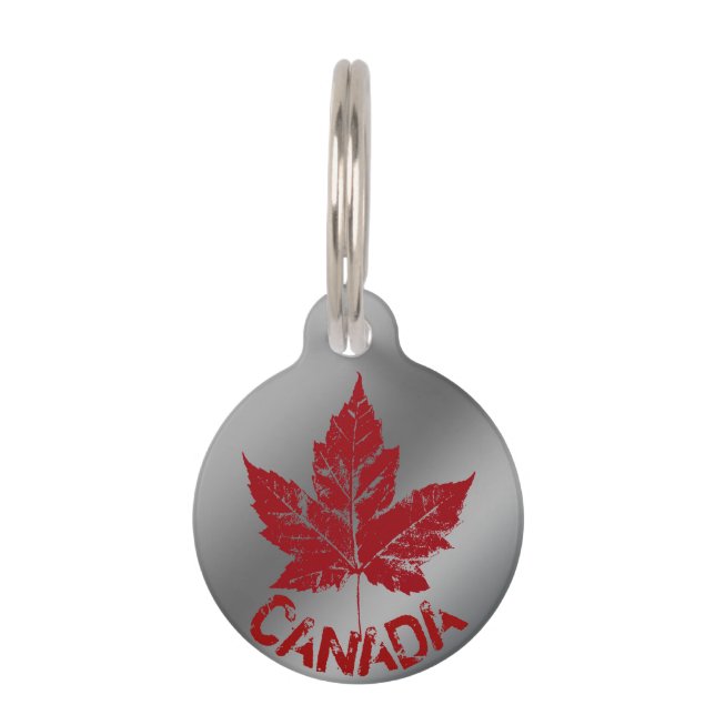 Canada Pet Tag Personalised Canada Maple Leaf Tag (Front)