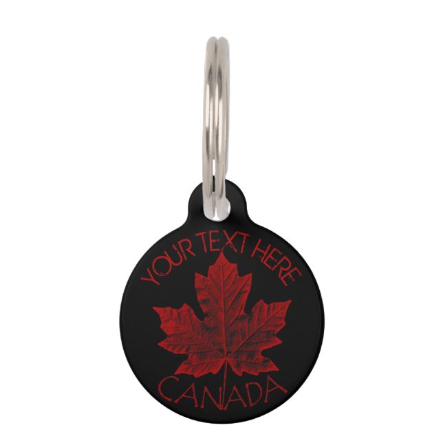 Canada Pet Tag Personalised Canada Maple Leaf Tag (Front)