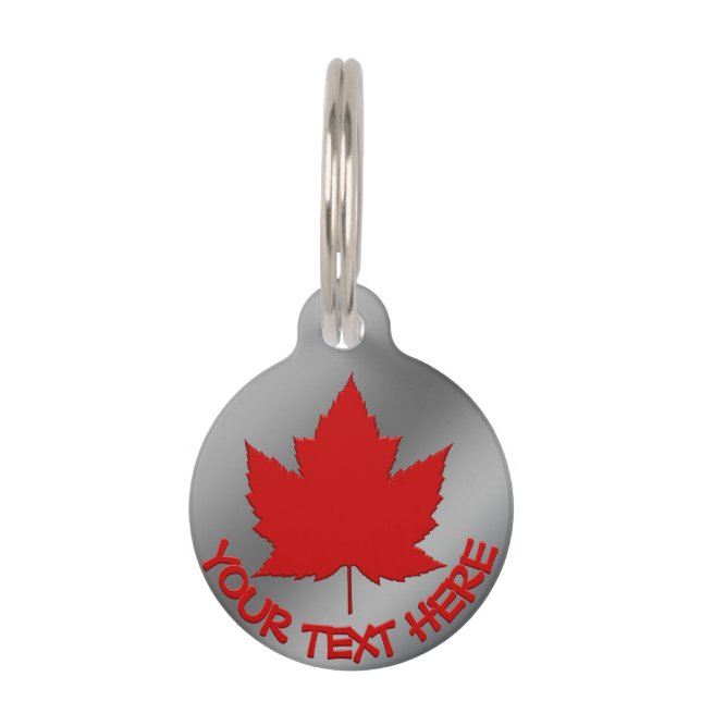 Canada Pet Tag Personalised Canada Maple Leaf Tag (Front)