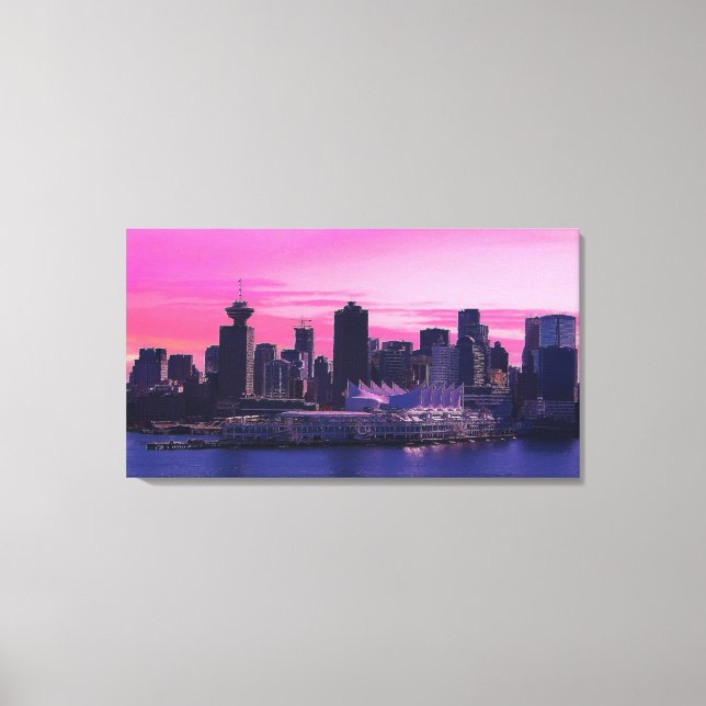 Canada Place Vancouver, Impressionism Canvas Print (Front)
