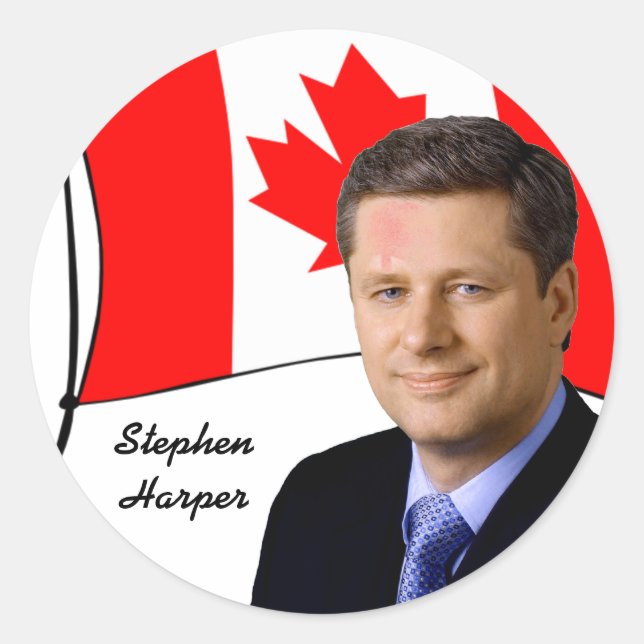 Canada PM Stephen Harper Classic Round Sticker (Front)