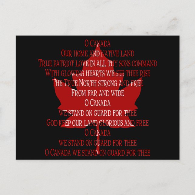 Canada Postcards Canada Anthem Souvenir Postcards (Front)