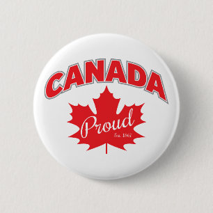 "Canada Proud Est. 1867" With Maple Leaf Graphic 6 Cm Round Badge
