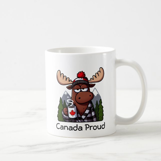 Canada Proud Moose Drinking a Cup of Coffee (Right)