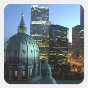 Canada, Quebec, Montreal. Downtown Montreal, Square Sticker