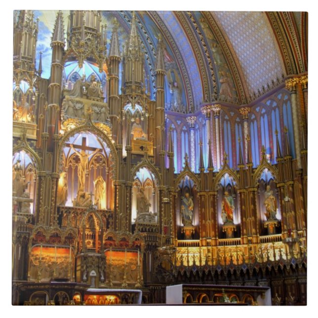 Canada,  Quebec,  Montreal. Interior of Notre Tile (Front)