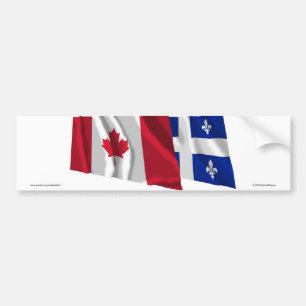 Canada & Quebec Waving Flags Bumper Sticker