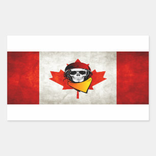 Canada Rebel Skull Distressed Canadian Flag Rectangular Sticker