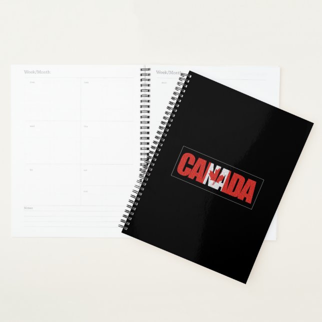 Canada, red and white text and maple leaf, planner (Display)