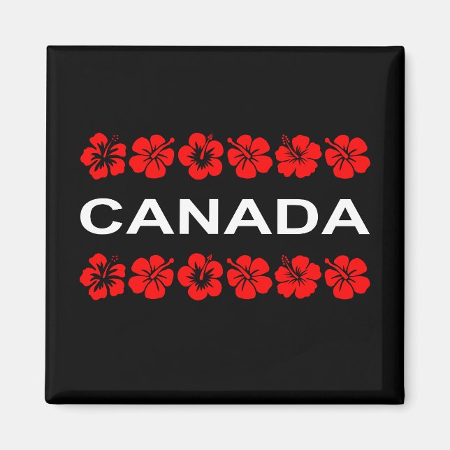 Canada Red Flower Aloha Bands Dark Colour Magnet (Front)