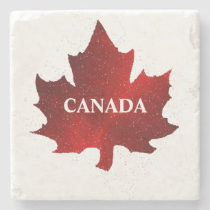 CANADA Red Maple Leaf  Stone Coaster