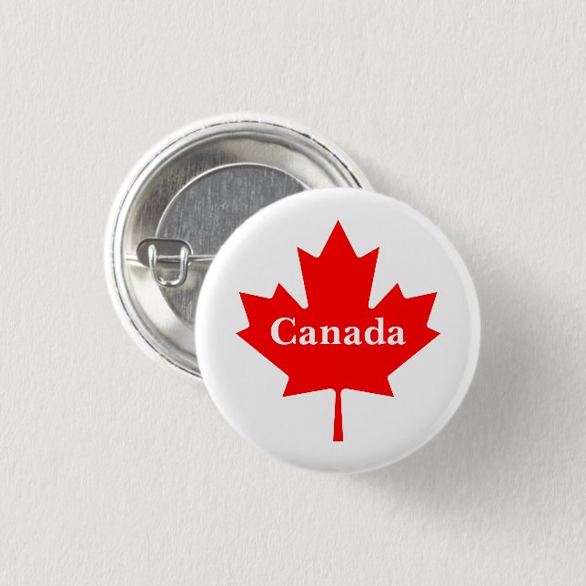 Canada red maple leaf with customisable text 3 cm round badge (Front & Back)