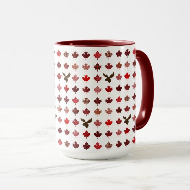 Canada Red Maple Leaves and Moose Mug (Front Right)