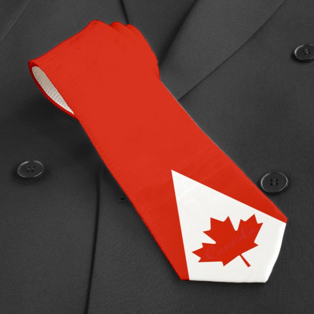Canada Red White Canadian Flag Maple Leaf Tie (Canada Red White Canadian Flag Maple Leaf Neck Tie)