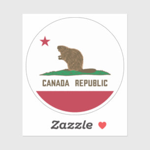Canada Republic California Flag Beaver