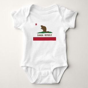 Canada Republic California Flag Beaver Baby Bodysuit