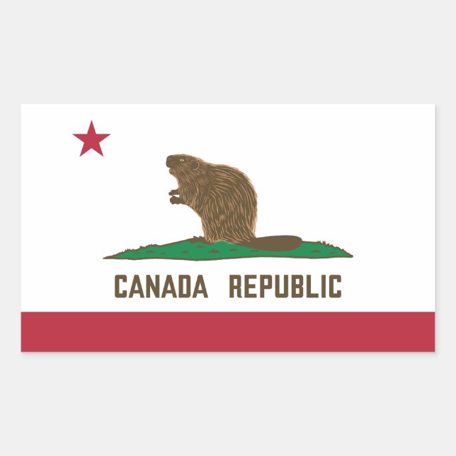 Canada Republic California Flag Beaver Rectangular Sticker (Front)