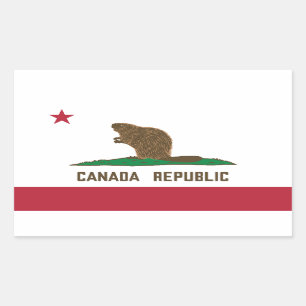 Canada Republic California Flag Beaver Rectangular Sticker