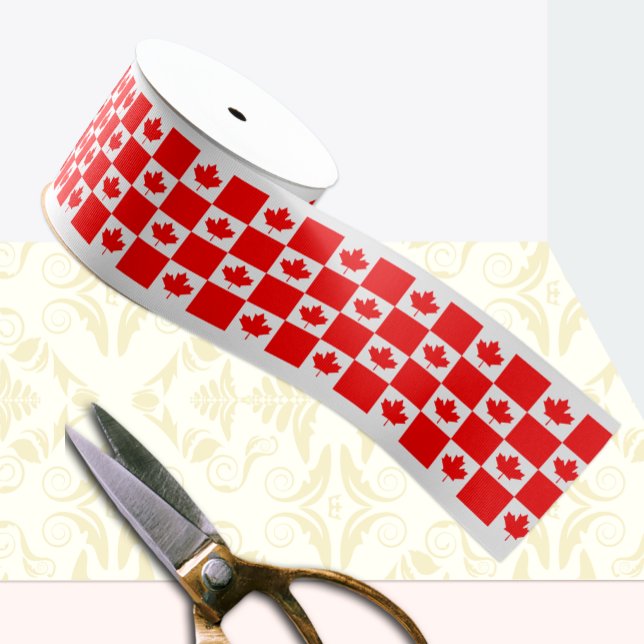 Canada Ribbon, Chequered, Patriotic, Canadian Flag Grosgrain Ribbon (Creator Uploaded)