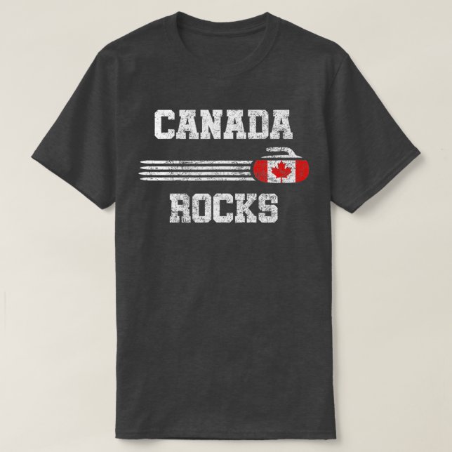 Canada Rocks Vintage Curling  T-Shirt (Design Front)