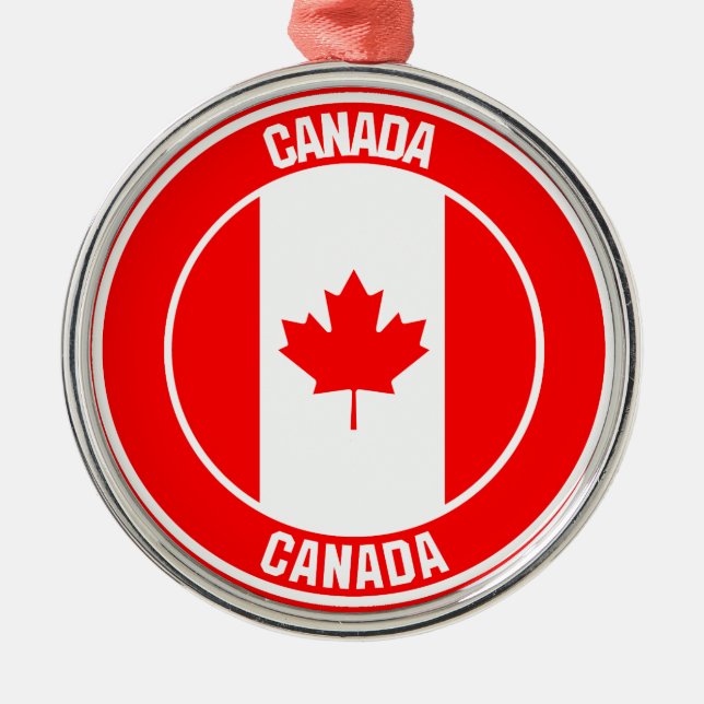 Canada Round Emblem Metal Tree Decoration (Front)