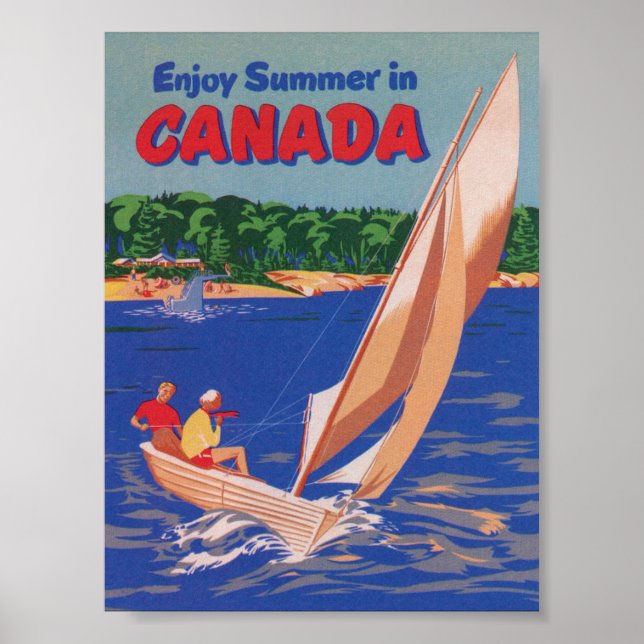 Canada, Sailboat, Vintage Travel Poster (Front)