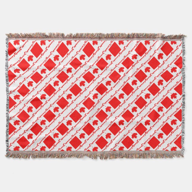 CANADA SHOOTS! CANADA SCORES!-Hockey+Maple Leaf Throw Blanket (Front)