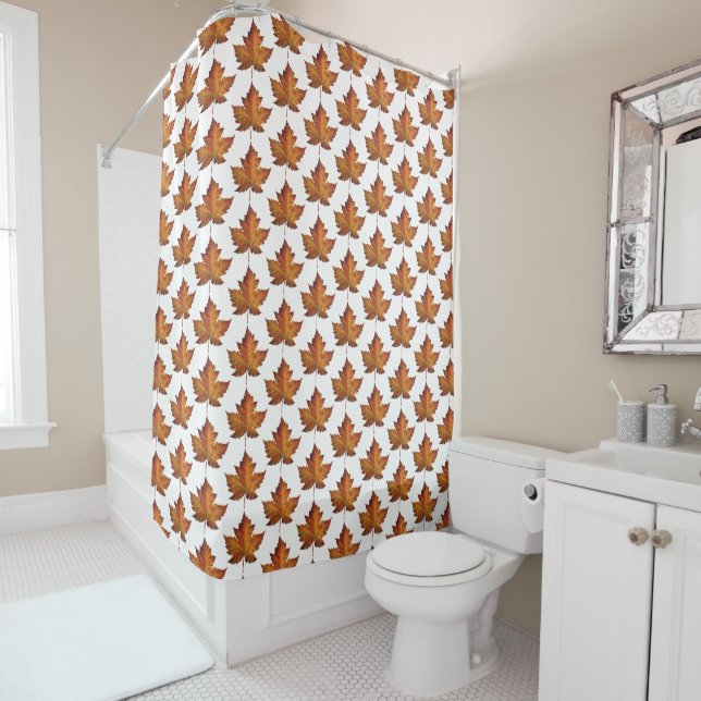 Canada Shower Curtains Canada Maple Leaf Decor (In Situ)