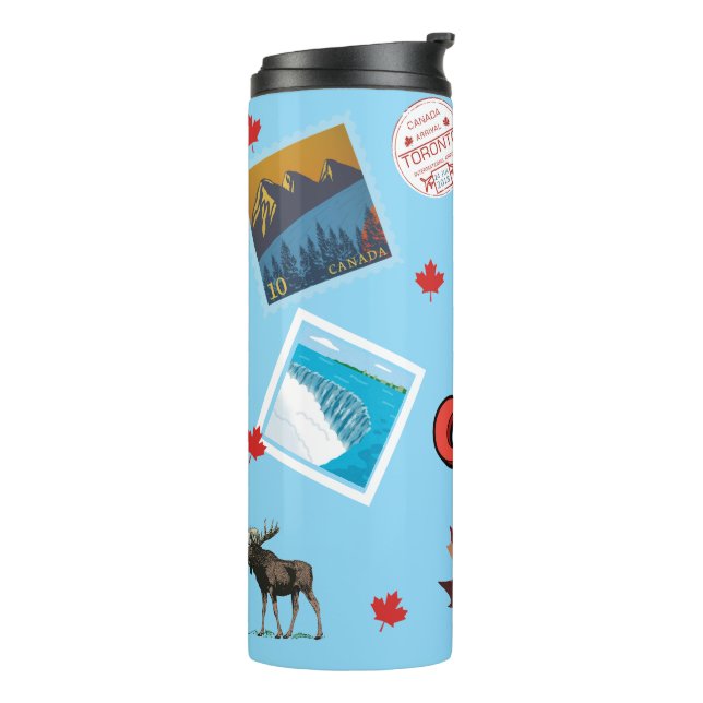 Canada Sights to See Colorful Canadian Pride Thermal Tumbler (Rotated Left)