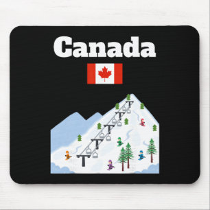 Canada Ski Resort Trip Skiing Lover Canadian Flag Mouse Pad