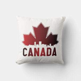 Canada Skyline Gradient Maple Leaf Patriotic Cushion