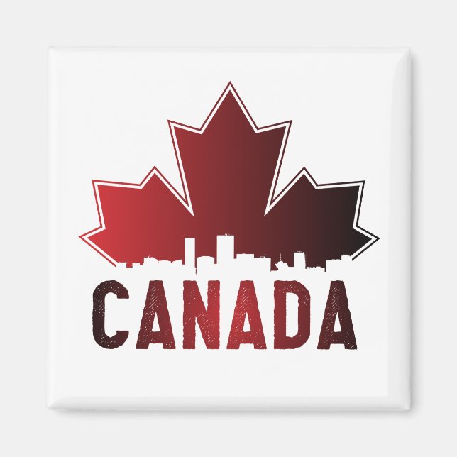 Canada Skyline Gradient Maple Leaf Patriotic Magnet (Front)