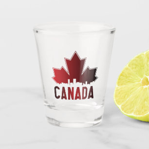Canada Skyline Gradient Maple Leaf Patriotic Shot Glass