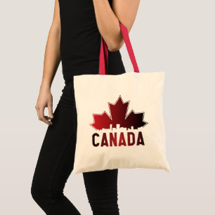 Canada Skyline Gradient Maple Leaf Patriotic Tote Bag