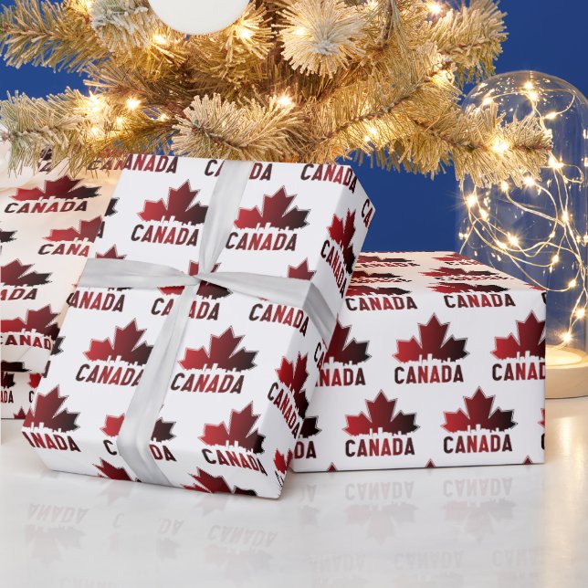 Canada Skyline Gradient Maple Leaf Patriotic Wrapping Paper (Holidays)