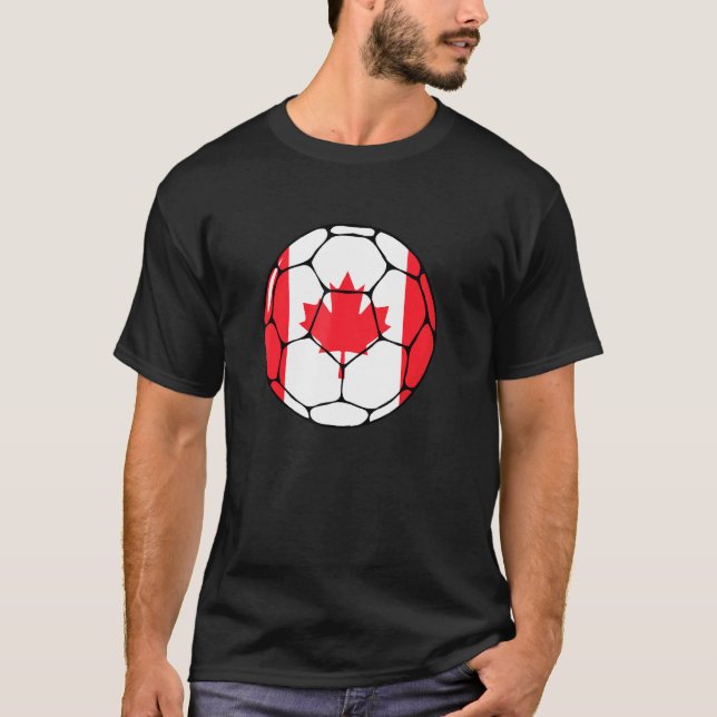 Canada Soccer Ball Flag Jersey Futbol Canadian Foo T-Shirt (Front)