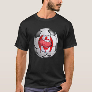 Canada Soccer Fan Canadian Flag Mouth T-Shirt