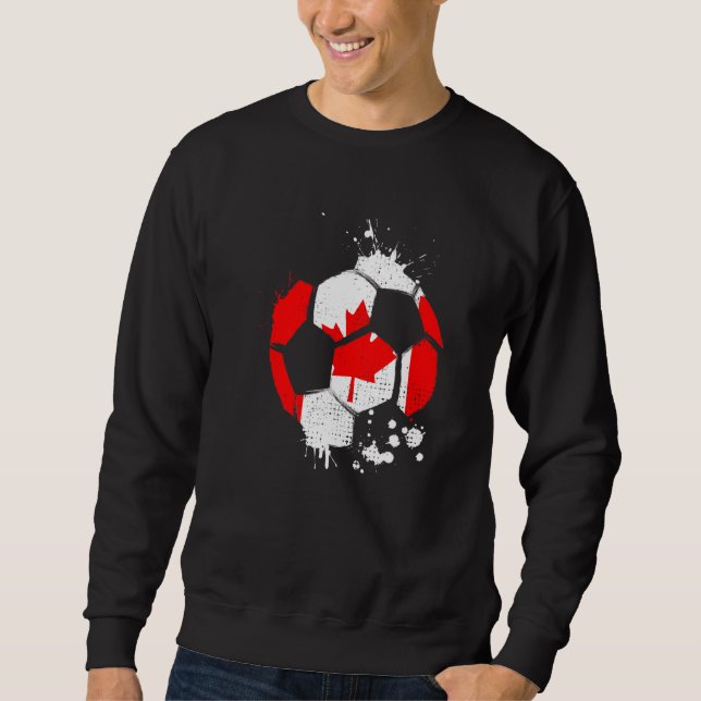 Canada Soccer Graphic Canada Flag Football Sports  Sweatshirt (Front)