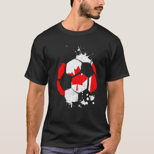 Canada Soccer Graphic Canada Flag Football Sports T-Shirt (Front)