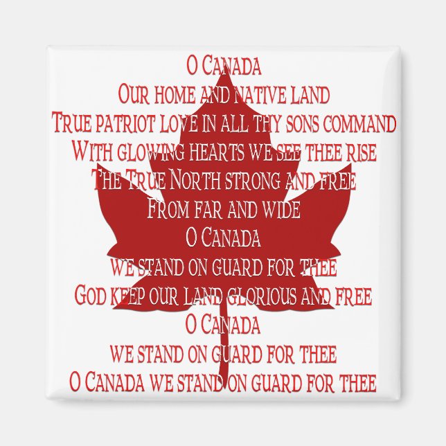 Canada Souvenir Fridge Magnet Canada Anthem Magnet (Front)