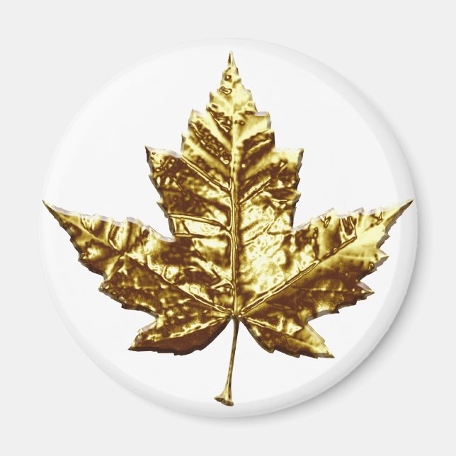 Canada Souvenir Fridge Magnet Gold Maple Leaf Gift (Front)