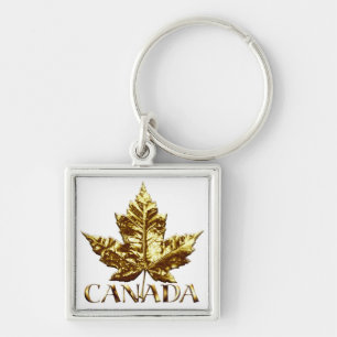 Canada Souvenir Key Chain Gold Chrome Maple Leaf