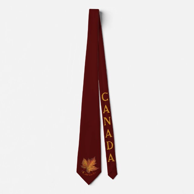 Canada Souvenir Tie Fun Gold Canada Maple Leaf Tie (Front)