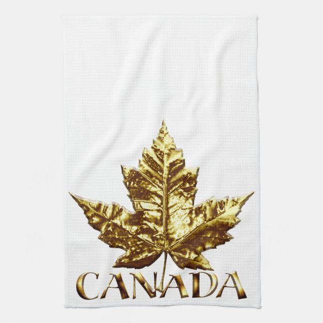 Canada Souvenir Towel Gold Canada Tea Towel (Vertical)