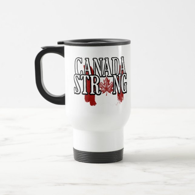 Canada Strong Canadian Flag Maple leaf Travel Mug (Left)