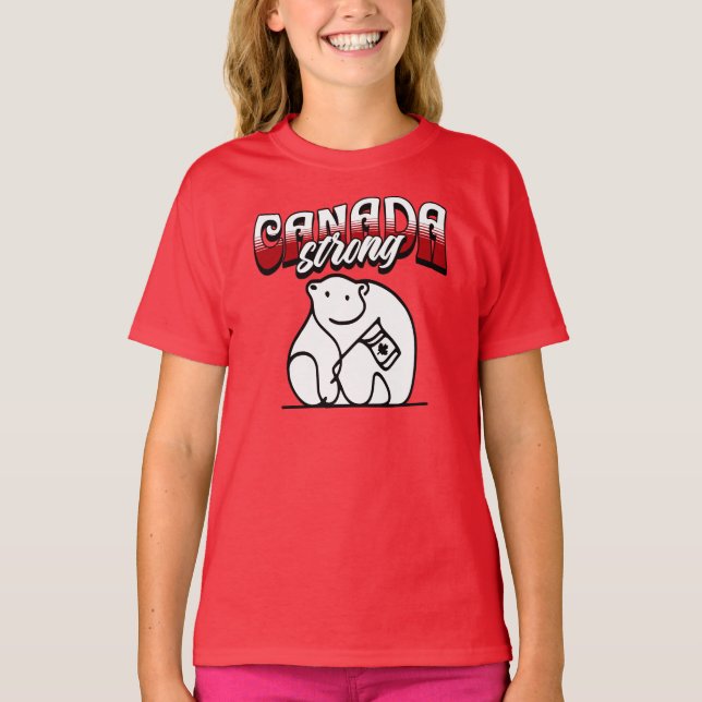 Canada Strong Polar Bear Canadian Flag T-Shirt (Front)